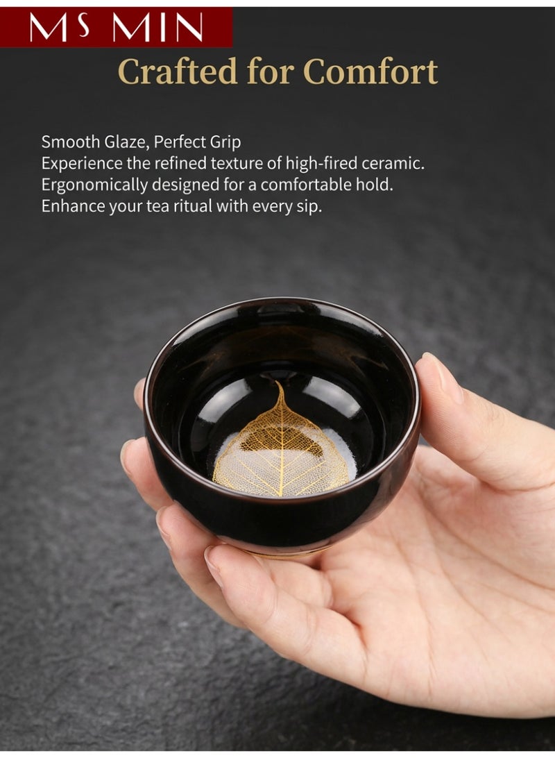 MS MIN Leaf Pattern Tea Cup Gift Set – 6-Piece Tea Bowl Set with Unique Botanical Designs - Image 2